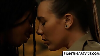 Two Lesbian Prisoners Of Different Races In A Prison Setting