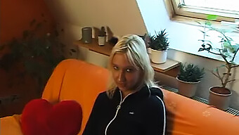 A Young European Blonde'S Initial Appearance On Camera, Showcasing Her Impressive Natural Breasts And Engaging In Passionate Kissing And Rough Sex