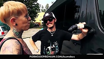 German Lady With Tattoos Engages In Kinky Outdoor Sex On A Bus