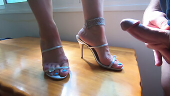 A Man With A Big Cock Cums On His Wife'S High Heel Mules And Sandals