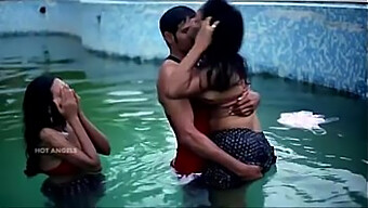 A Married Couple Engages In A Threesome With Another Couple In The Pool