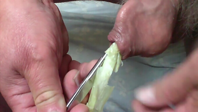 Toying with foreskin pleasure: A combination of spring onion and scissors