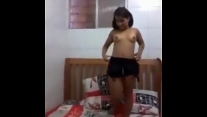 Homemade video of adorable girl undressing and pleasuring herself for her boyfriend