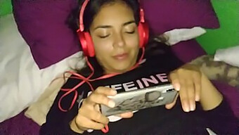 Hot Latina teen enjoys porn viewing during penetration