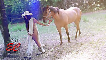 Candy, The Natural-Titted Cowgirl, Goes Topless And Bares Her Nipples