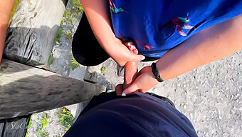 Amateur Public Handjob With Risk Of Exposure At The Lake