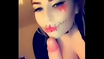 Amelia Skye'S Halloween-Themed Sexual Encounter With Facial And Deep Throat Action